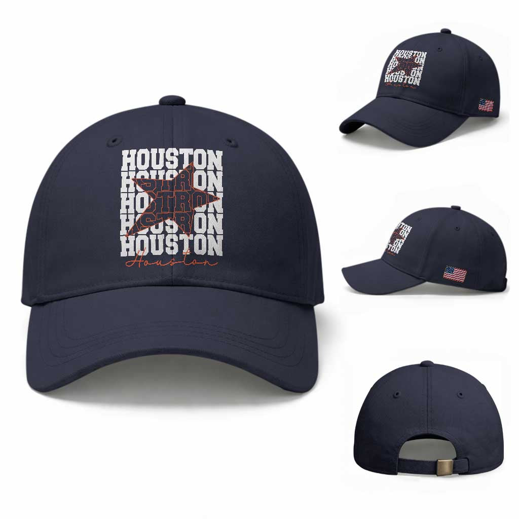 Houston Sport Baseball Fans Baseball Cap US State Vintage Graphic TS10 Baseball Cap Universal Fit Navy Print Your Wear
