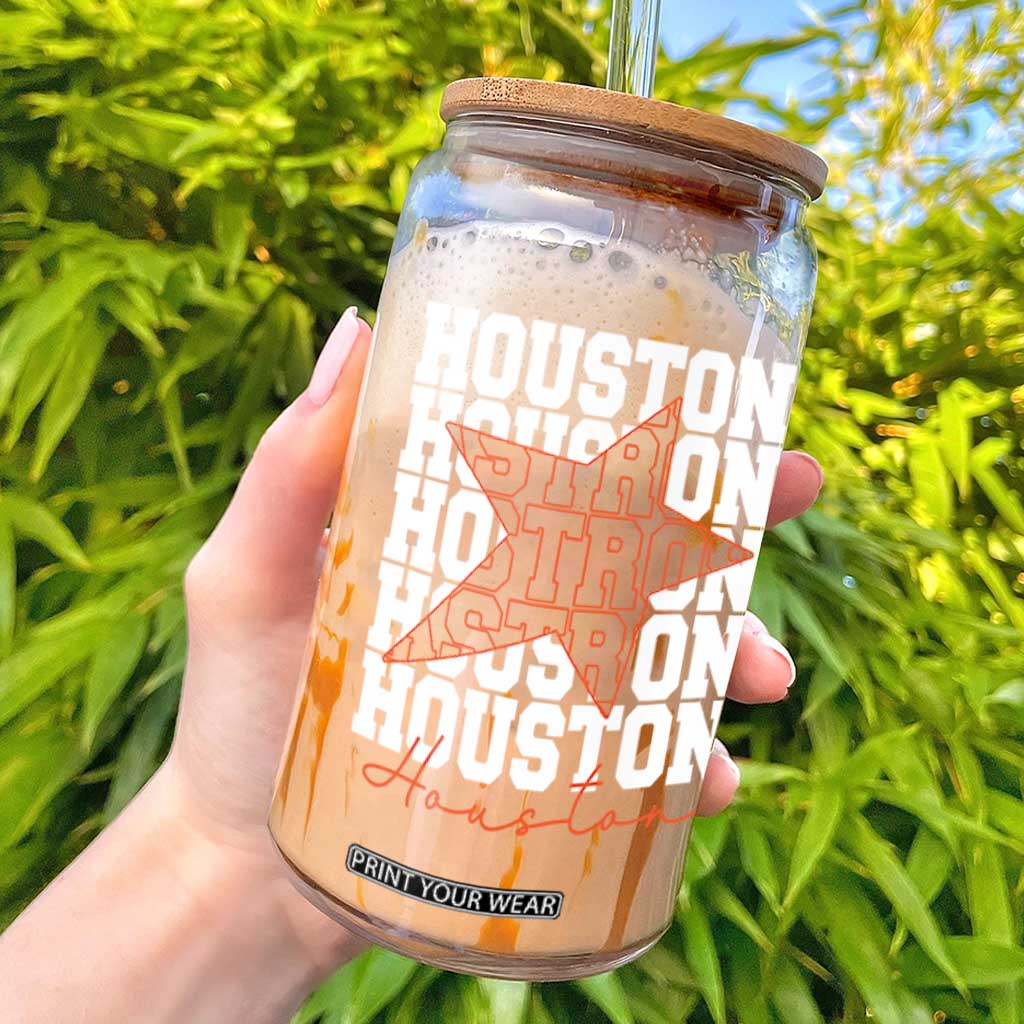 Houston Sport Baseball Fans Glass Can US State Vintage Graphic TS10 Black Print Your Wear