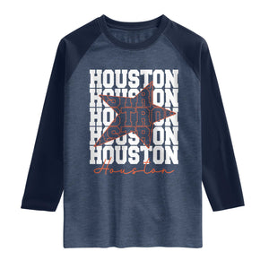 Houston Sport Baseball Fans Raglan Shirt US State Vintage Graphic TS10 Heather Denim Navy Print Your Wear