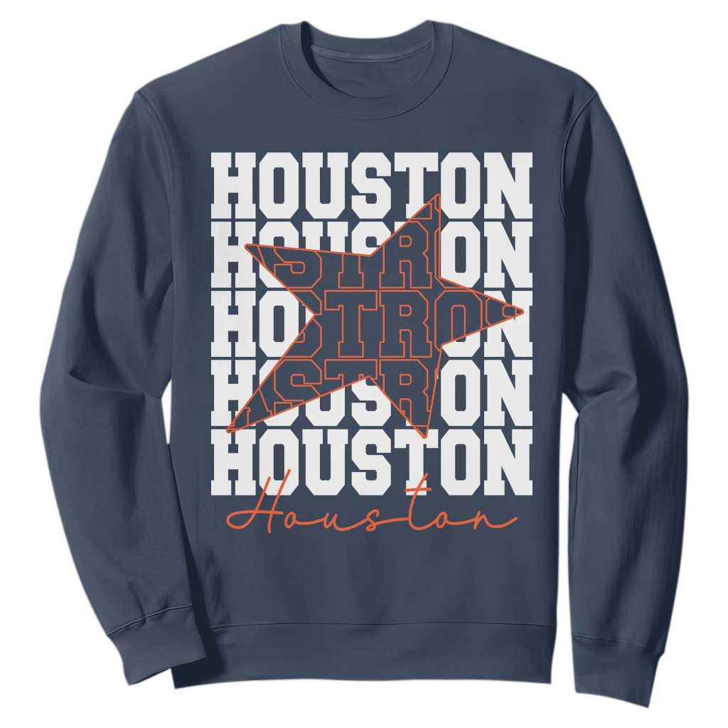 Houston Sport Baseball Fans Sweatshirt US State Vintage Graphic TS10 Navy Print Your Wear