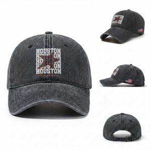Houston Sport Baseball Fans Washed Cotton Baseball Cap US State Vintage Graphic TS10 Washed Cap Universal Fit Dark Gray Print Your Wear