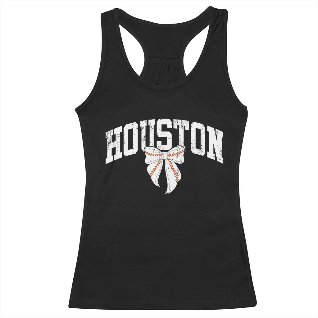 Retro Houston Racerback Tank Top Baseball Coquette Bow Varsity Vintage Sports 80s 90s TS10 Black Print Your Wear