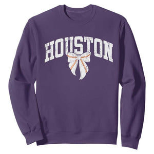 Retro Houston Sweatshirt Baseball Coquette Bow Varsity Vintage Sports 80s 90s TS10 Purple Print Your Wear