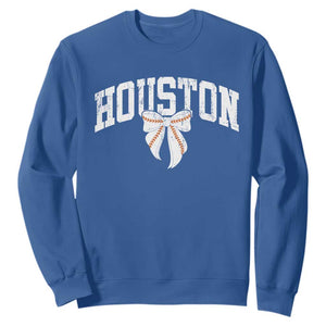 Retro Houston Sweatshirt Baseball Coquette Bow Varsity Vintage Sports 80s 90s TS10 Royal Blue Print Your Wear