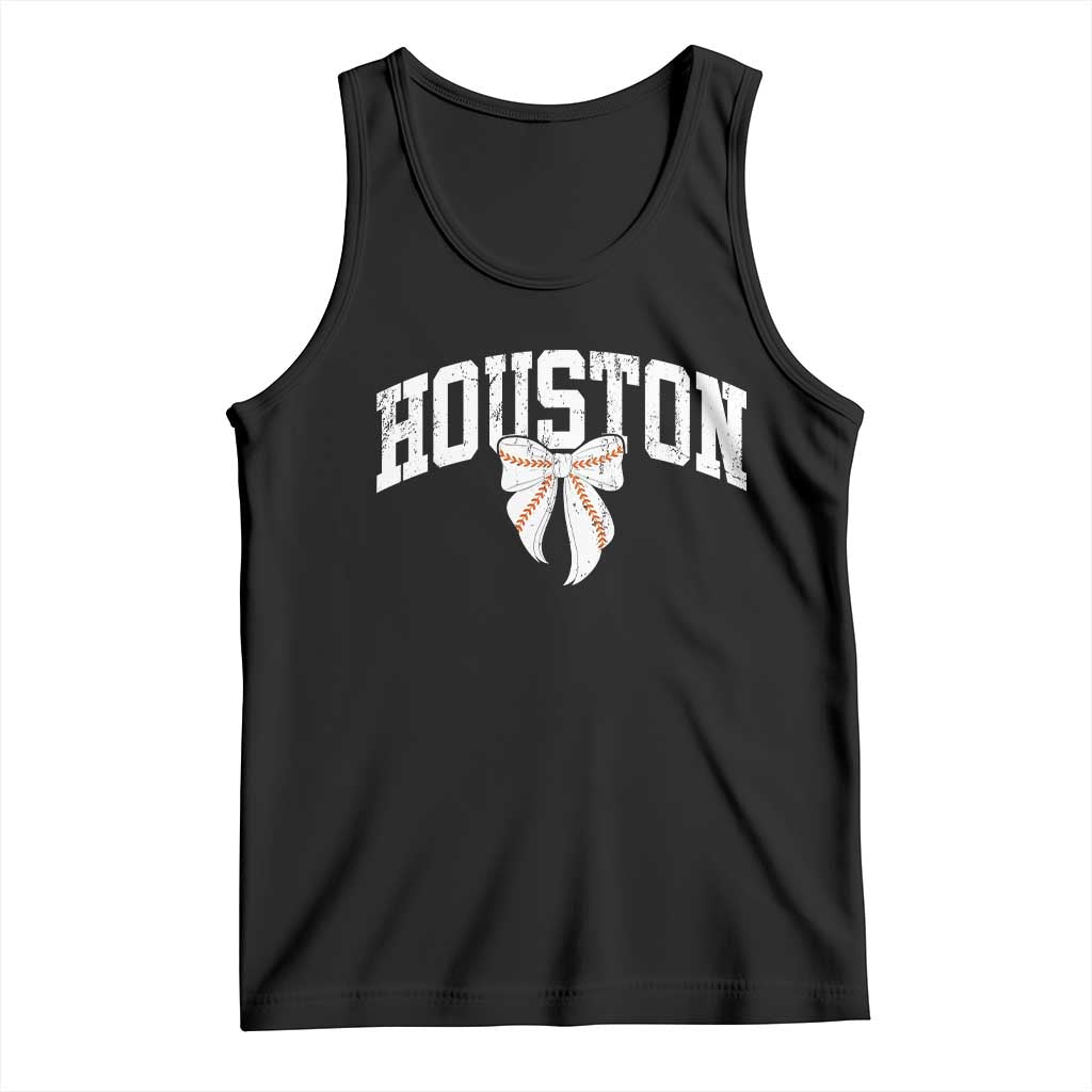 Retro Houston Tank Top Baseball Coquette Bow Varsity Vintage Sports 80s 90s TS10 Black Print Your Wear