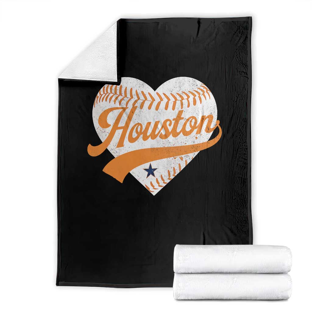 Houston Clutch City Throw Blanket Baseball Heart Varsity Script Vintage Sports Fans TS10 Black Print Your Wear