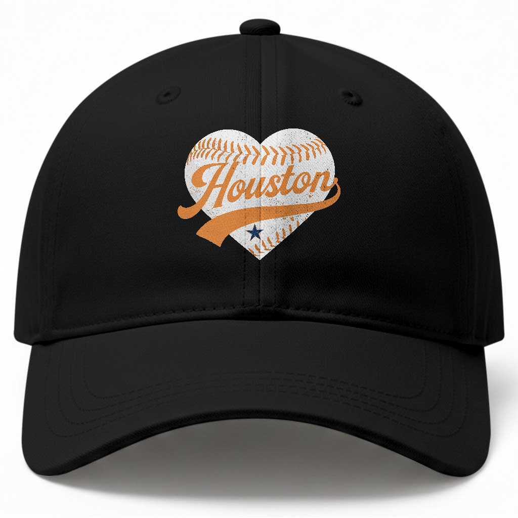 Houston Clutch City Baseball Cap Baseball Heart Varsity Script Vintage Sports Fans TS10 Print Your Wear