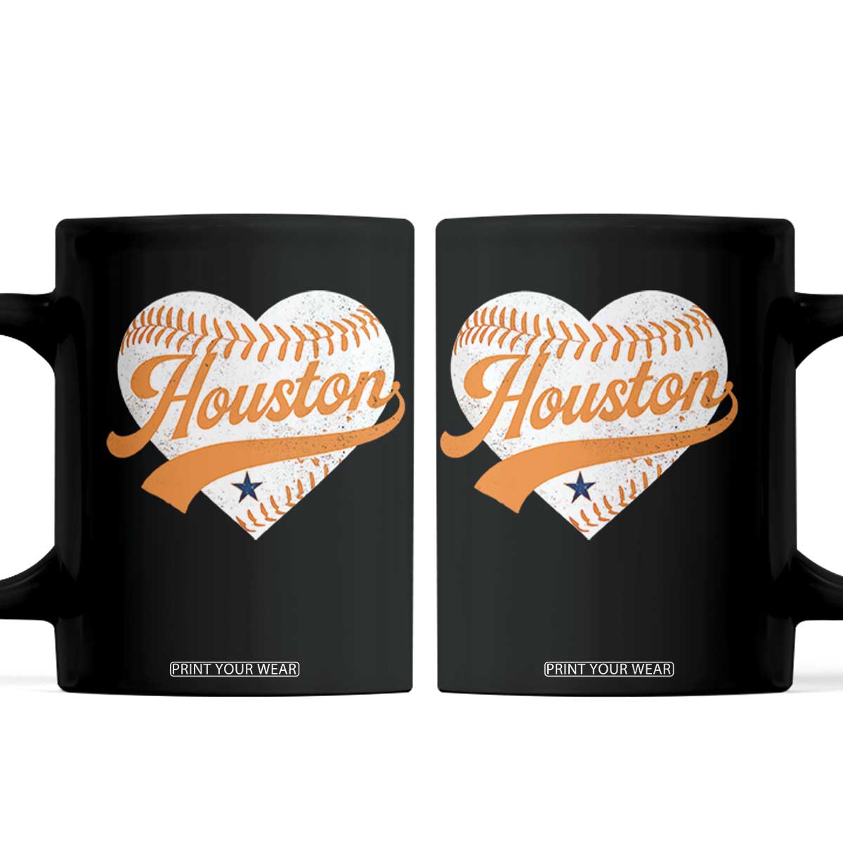 Houston Clutch City Coffee Mug Baseball Heart Varsity Script Vintage Sports Fans TS10 Black Print Your Wear