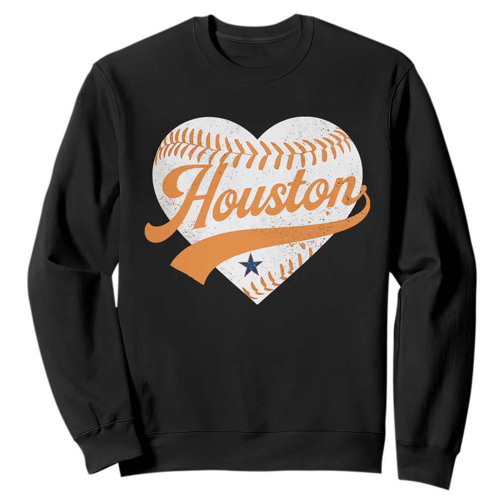 Houston Clutch City Sweatshirt Baseball Heart Varsity Script Vintage Sports Fans TS10 Black Print Your Wear