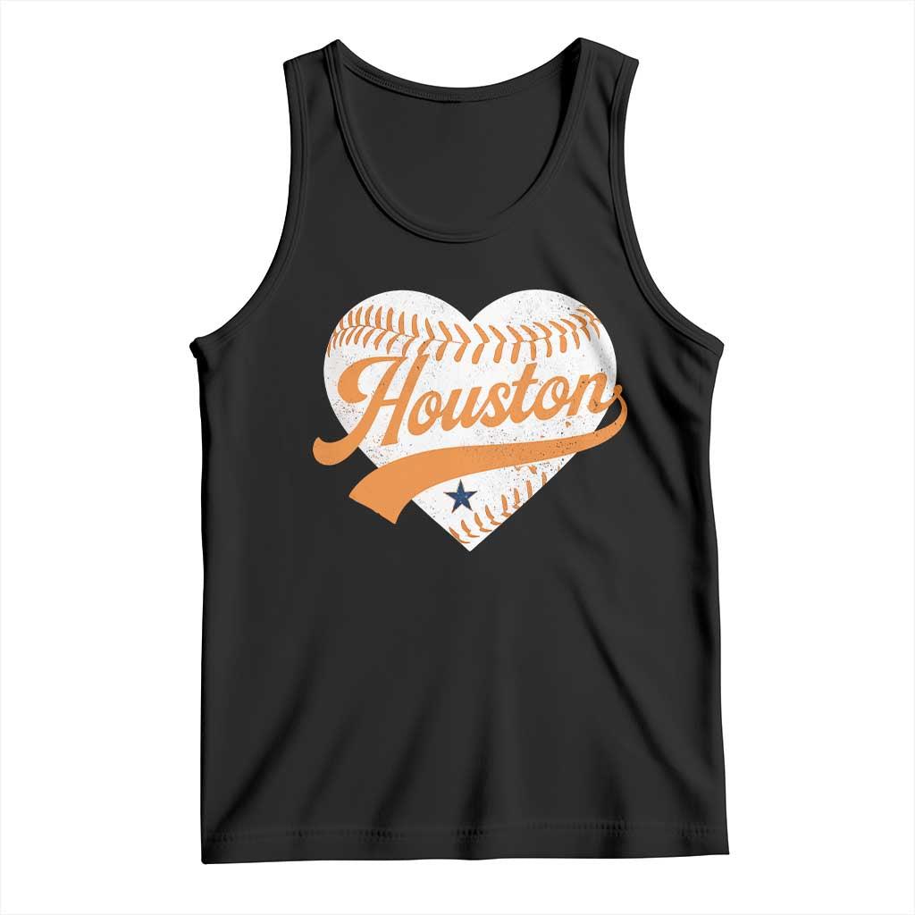 Houston Clutch City Tank Top Baseball Heart Varsity Script Vintage Sports Fans TS10 Black Print Your Wear