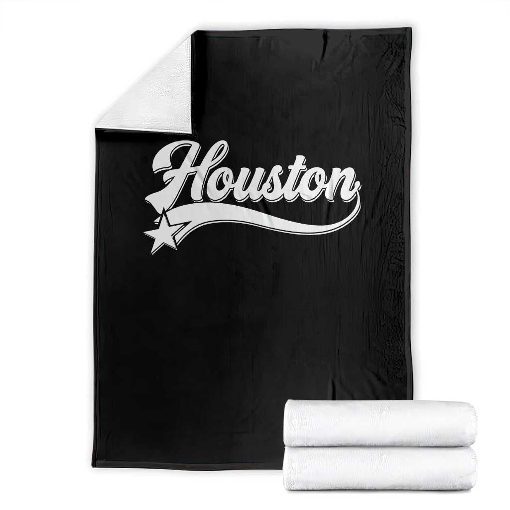 Retro Houston Throw Blanket Varsity Script Vintage Sports Jersey Style 80s 90s TS10 Black Print Your Wear