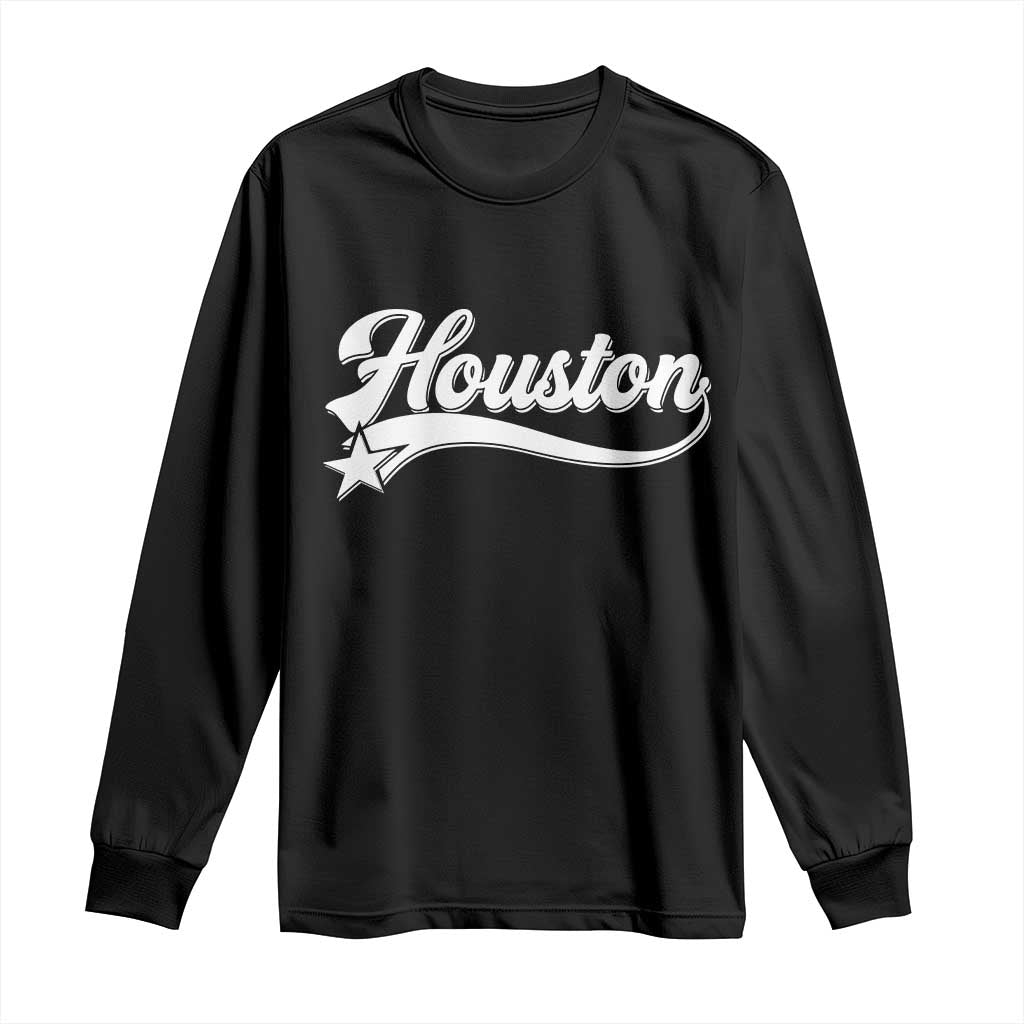 Retro Houston Long Sleeve Shirt Varsity Script Vintage Sports Jersey Style 80s 90s TS10 Black Print Your Wear