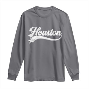 Retro Houston Long Sleeve Shirt Varsity Script Vintage Sports Jersey Style 80s 90s TS10 Charcoal Print Your Wear