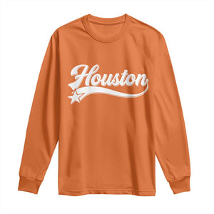 Retro Houston Long Sleeve Shirt Varsity Script Vintage Sports Jersey Style 80s 90s TS10 Orange Print Your Wear