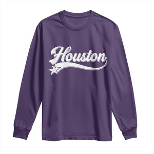 Retro Houston Long Sleeve Shirt Varsity Script Vintage Sports Jersey Style 80s 90s TS10 Purple Print Your Wear