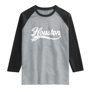 Retro Houston Raglan Shirt Varsity Script Vintage Sports Jersey Style 80s 90s TS10 Heather Gray Black Print Your Wear