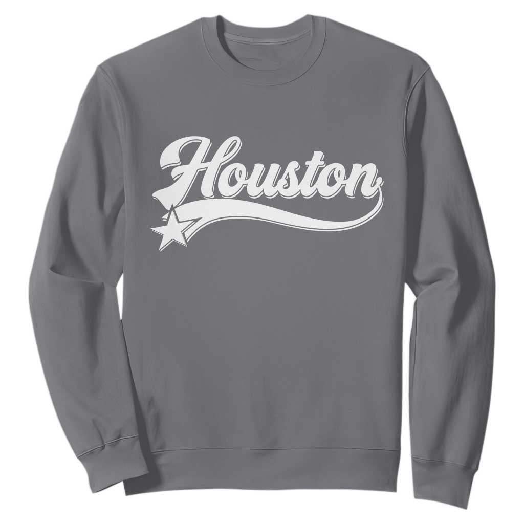 Retro Houston Sweatshirt Varsity Script Vintage Sports Jersey Style 80s 90s TS10 Charcoal Print Your Wear