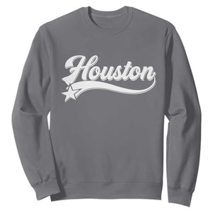 Retro Houston Sweatshirt Varsity Script Vintage Sports Jersey Style 80s 90s TS10 Charcoal Print Your Wear