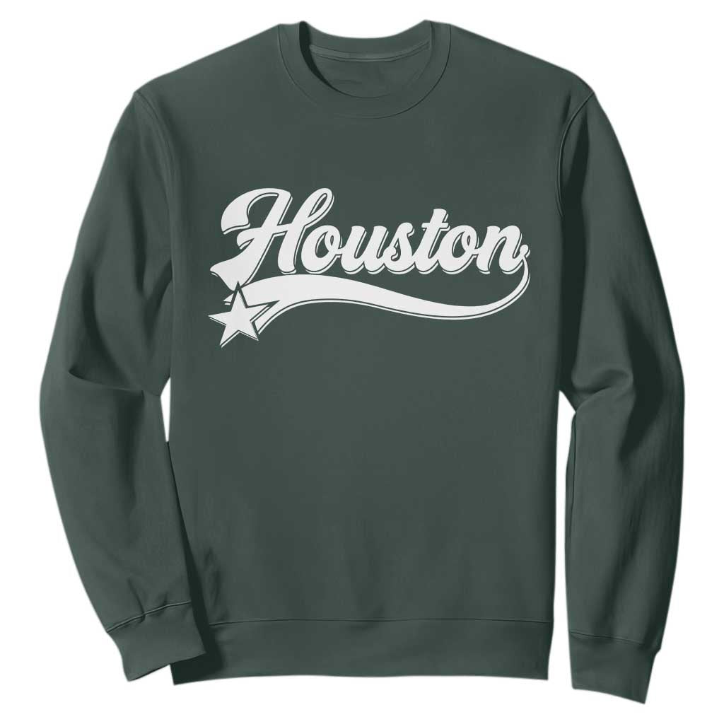 Retro Houston Sweatshirt Varsity Script Vintage Sports Jersey Style 80s 90s TS10 Dark Forest Green Print Your Wear
