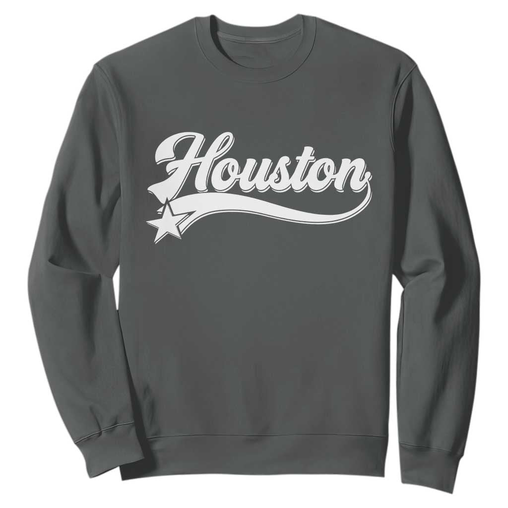 Retro Houston Sweatshirt Varsity Script Vintage Sports Jersey Style 80s 90s TS10 Dark Heather Print Your Wear