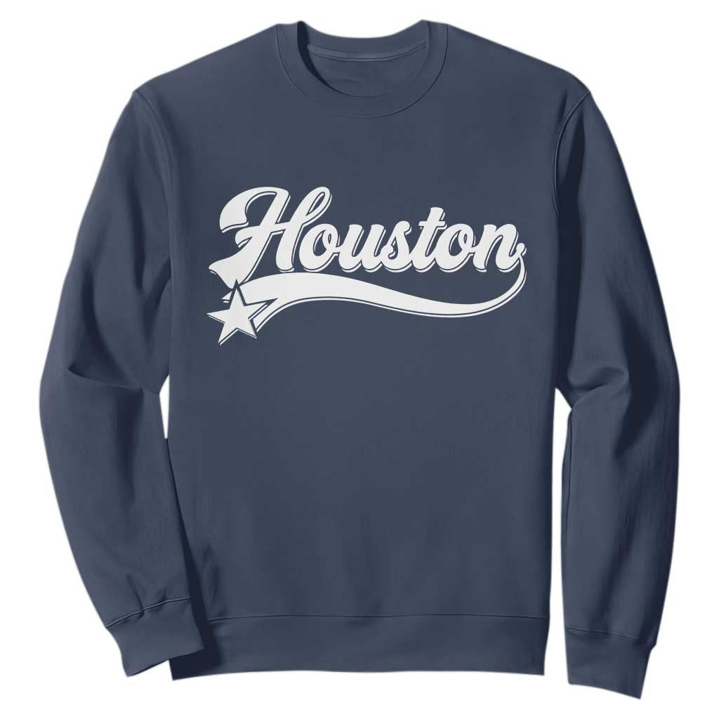 Retro Houston Sweatshirt Varsity Script Vintage Sports Jersey Style 80s 90s TS10 Navy Print Your Wear