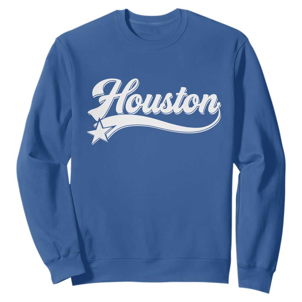 Retro Houston Sweatshirt Varsity Script Vintage Sports Jersey Style 80s 90s TS10 Royal Blue Print Your Wear