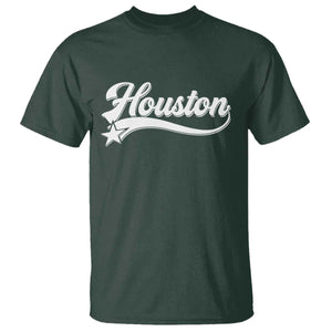 Retro Houston T Shirt Varsity Script Vintage Sports Jersey Style 80s 90s TS10 Dark Forest Green Print Your Wear