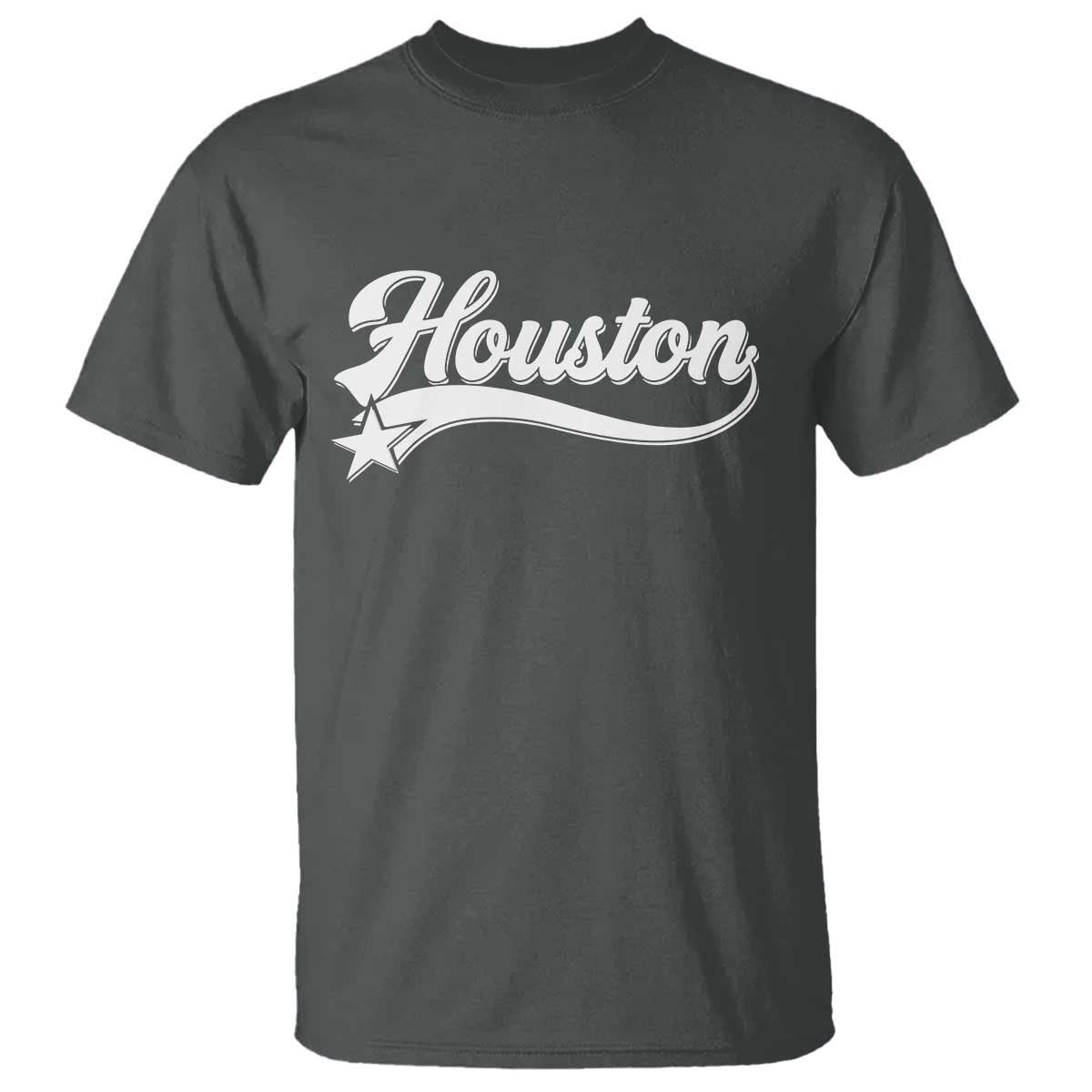 Retro Houston T Shirt Varsity Script Vintage Sports Jersey Style 80s 90s TS10 Dark Heather Print Your Wear