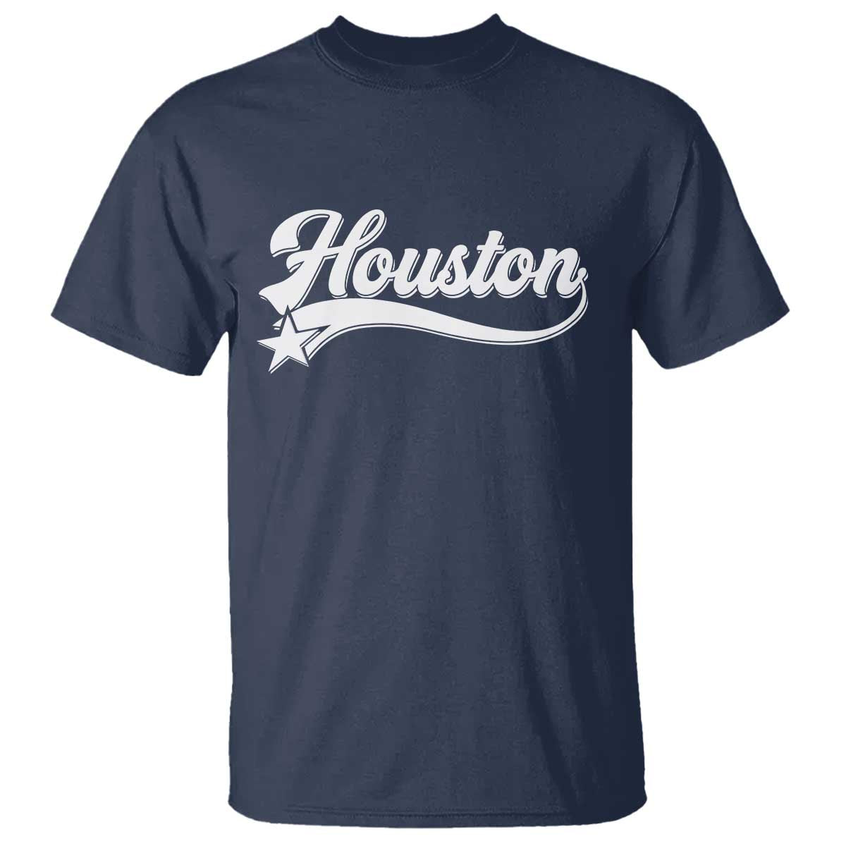 Retro Houston T Shirt Varsity Script Vintage Sports Jersey Style 80s 90s TS10 Navy Print Your Wear