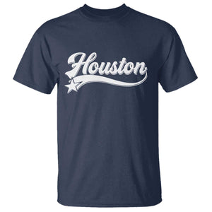 Retro Houston T Shirt Varsity Script Vintage Sports Jersey Style 80s 90s TS10 Navy Print Your Wear