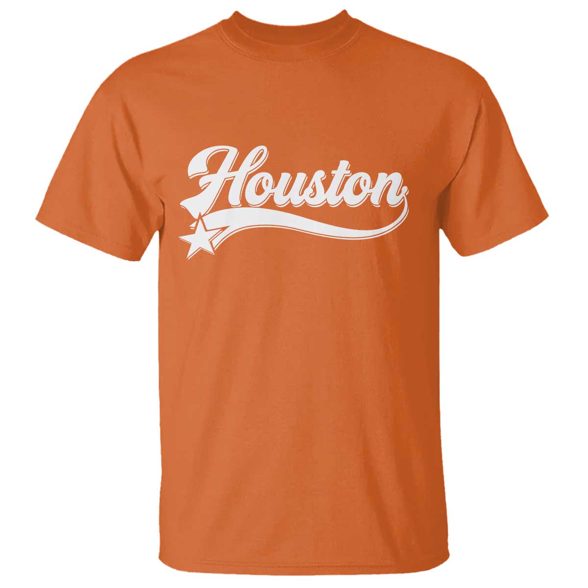 Retro Houston T Shirt Varsity Script Vintage Sports Jersey Style 80s 90s TS10 Orange Print Your Wear