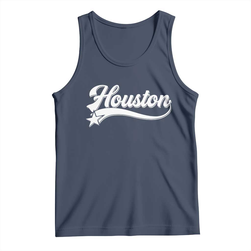 Retro Houston Tank Top Varsity Script Vintage Sports Jersey Style 80s 90s TS10 Navy Print Your Wear