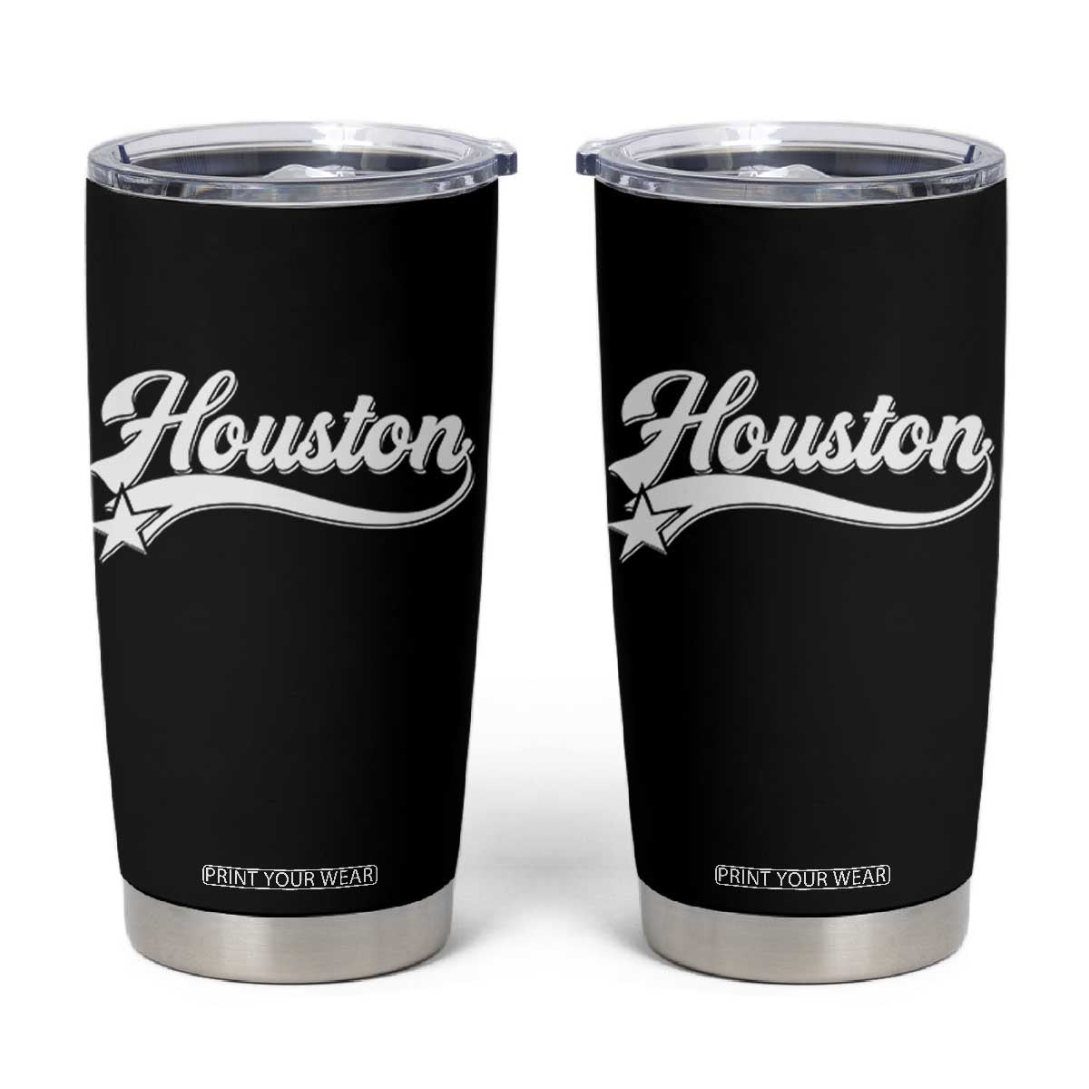 Retro Houston Tumbler Cup Varsity Script Vintage Sports Jersey Style 80s 90s TS10 Black Print Your Wear