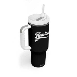 Retro Houston Tumbler With Handle Varsity Script Vintage Sports Jersey Style 80s 90s TS10 Print Your Wear