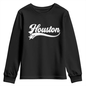 Retro Houston Youth Sweatshirt Varsity Script Vintage Sports Jersey Style 80s 90s TS10 Black Print Your Wear