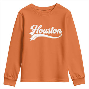 Retro Houston Youth Sweatshirt Varsity Script Vintage Sports Jersey Style 80s 90s TS10 Orange Print Your Wear