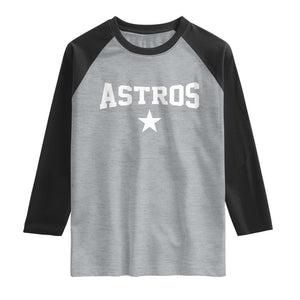 Vintage Astro Varsity Name Raglan Shirt Retro Throwback Athletic Sports Style 80s 90s TS10 Heather Gray Black Print Your Wear