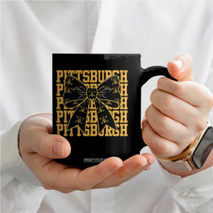 Pittsburgh Coquette Bow Coffee Mug Retro Sports Style Pirate Skull TS10 Print Your Wear