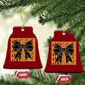 Pittsburgh Coquette Bow Ceramic Ornament Retro Sports Style Pirate Skull TS10 Print Your Wear
