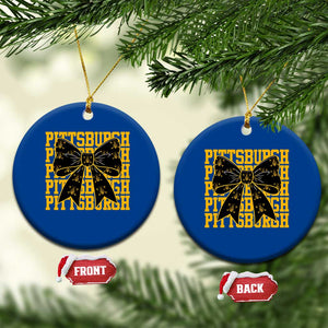 Pittsburgh Coquette Bow Ceramic Ornament Retro Sports Style Pirate Skull TS10 1pc Blue Print Your Wear
