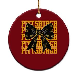Pittsburgh Coquette Bow Ceramic Ornament Retro Sports Style Pirate Skull TS10 1pc Red Print Your Wear
