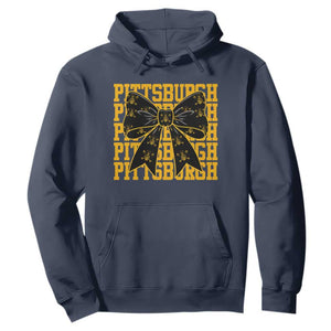 Pittsburgh Coquette Bow Hoodie Retro Sports Style Pirate Skull TS10 Navy Print Your Wear
