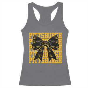 Pittsburgh Coquette Bow Racerback Tank Top Retro Sports Style Pirate Skull TS10 Charcoal Print Your Wear