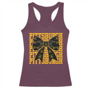 Pittsburgh Coquette Bow Racerback Tank Top Retro Sports Style Pirate Skull TS10 Maroon Print Your Wear