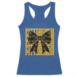 Pittsburgh Coquette Bow Racerback Tank Top Retro Sports Style Pirate Skull TS10 Royal Blue Print Your Wear