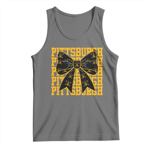 Pittsburgh Coquette Bow Tank Top Retro Sports Style Pirate Skull TS10 Black Heather Print Your Wear