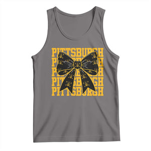 Pittsburgh Coquette Bow Tank Top Retro Sports Style Pirate Skull TS10 Deep Heather Print Your Wear
