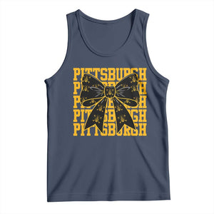 Pittsburgh Coquette Bow Tank Top Retro Sports Style Pirate Skull TS10 Navy Print Your Wear
