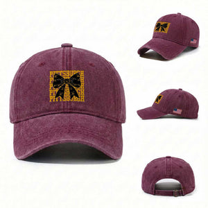 Pittsburgh Coquette Bow Washed Cotton Baseball Cap Retro Sports Style Pirate Skull TS10 Washed Cap Universal Fit Burgundy Print Your Wear