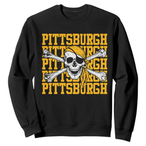 Pittsburgh Lovers Sweatshirt Retro Pennsylvania Steel City Pirate Skull TS10 Black Print Your Wear